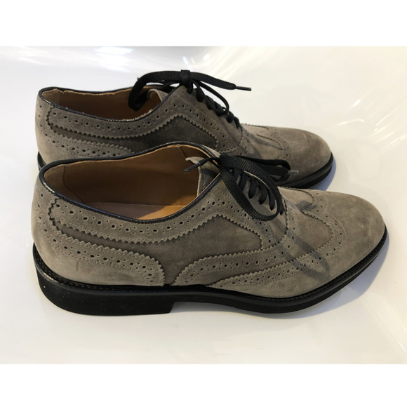 Hand-Made Doucal\'s \'Point\' Suede Brogue Oxfords main image 4